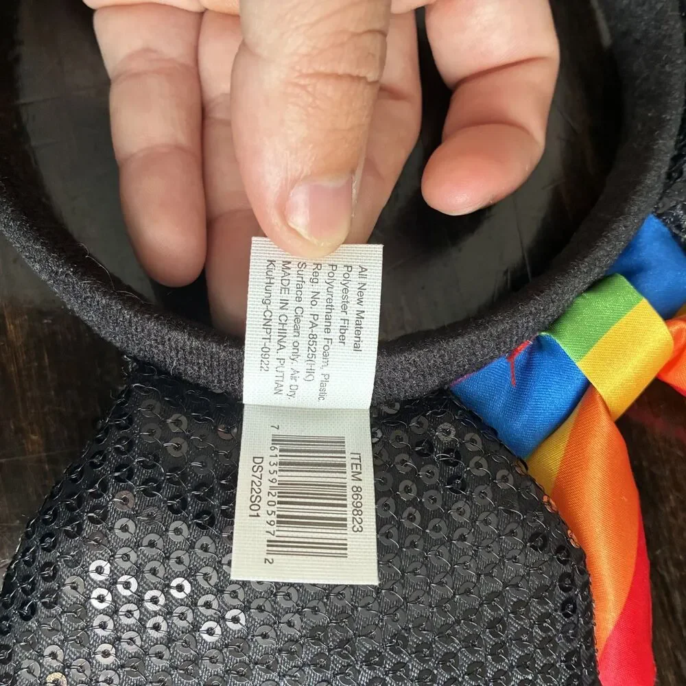 NWT Disney Pride Rainbow Bow Black Sequin Minnie Mouse Ears Headband LGBTQ+